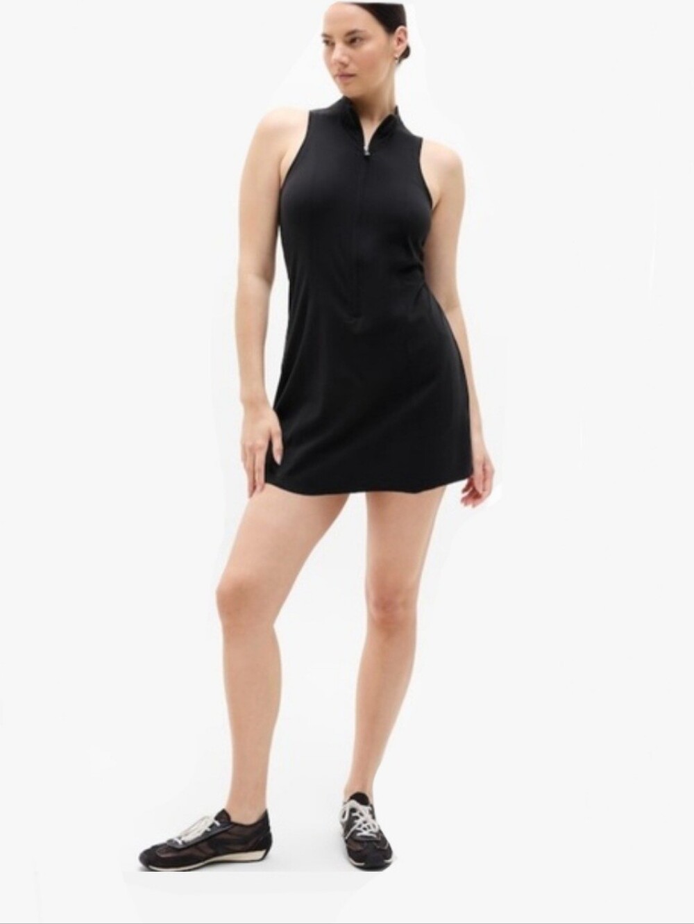 Athleta Sleeveless Black Zip-Front Tennis Dress Size Large